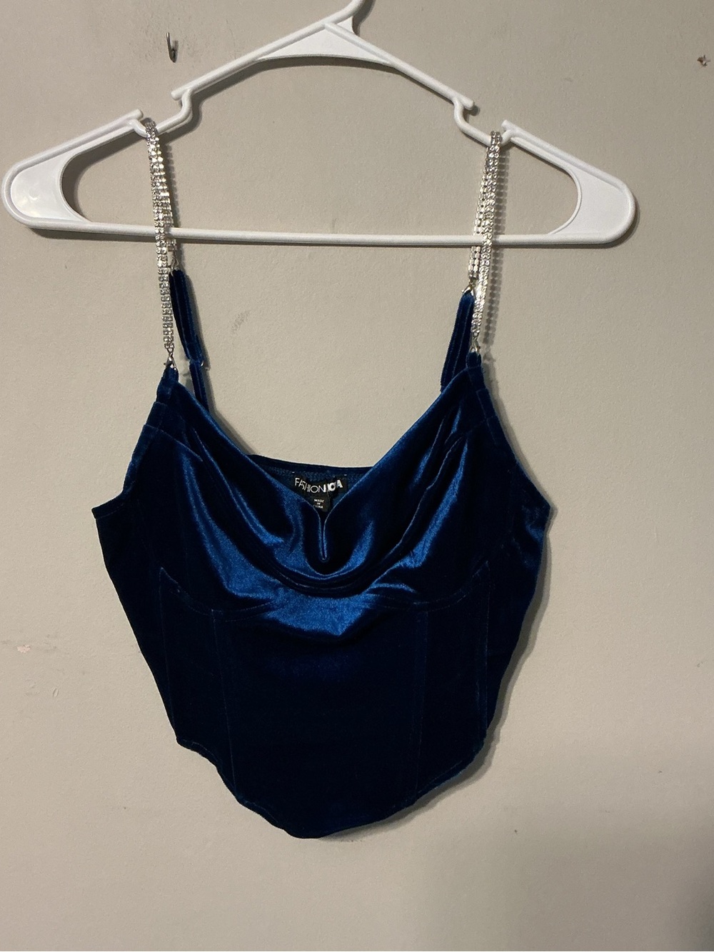 Fashion Nova Royal Blue Vivienne Velvet Corset Top